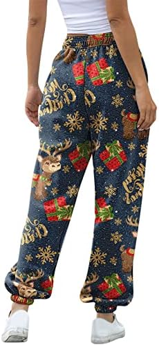 מכנסי טרנינג לחג המולד מכנסי טרנינג כותנה רחבה מותניים אלסטיות משוך על מכנסי טרנינג ספורט מכנסי טרנינג רחמים