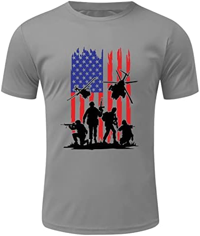 HDDK 4 ביולי חייל חולצות שרוול קצר לחולצות לגברים, ארהב הדפיס דגל פטריוטי