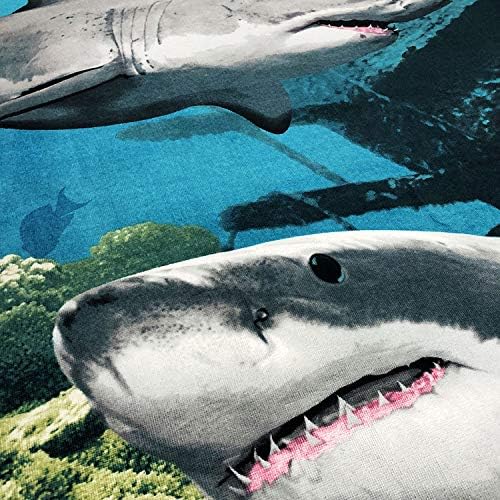 מגבת חוף כריש סגנון חיים קיץ 30X6 אינץ 'מתחת למים שונית אלמוגים כותנה