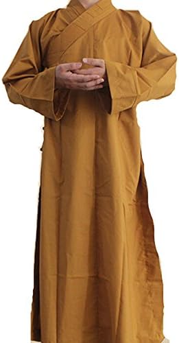 כותנה ארוכה קונג פו שאולין חלוק נזיר שכבה אדון שמלת מדיטציה בודהיסטית בודהיסטית XL