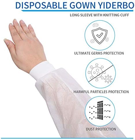 50 יח 'שמלות רפואיות שמלות PPE-שמלות בידוד מגן-עמידות בפני מים הגנה על כיסוי מלא של צוואר מותניים קשרים ידרבו
