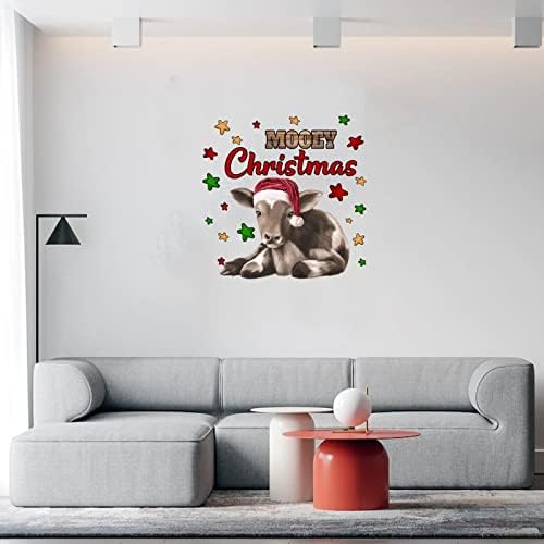 קיר ויניל ציטוטים מדבקות פרה היילנד חג המולד עם כובע אדום מילים מוטיבציה מדבקות אותיות בית קיר עיצוב