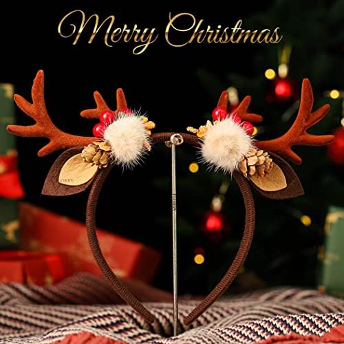 פלורי חג המולד סרטי ראש לנשים קרני צבי תלבושות סרט חמוד קרני איילים כיסוי ראש צבי שיער אבזרים