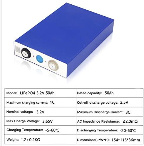 Vnsznr lifepo4 תאים 3.2v 50ah סוללה בדרגה A מחזור עמוק ליתיום ברזל פוספט סוללה נטענת עם קוד QR, ברגים