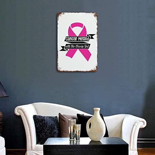 סרטן השד של וודבורס סרטן שד התעסק עם נערת מתכת פח מתכת שלט פח מודעות לסרטן השד ניצול וינטג 'שלט מתכת