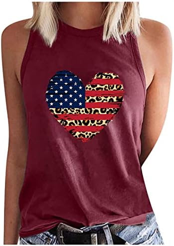 נשים 4 ביולי חולצות פטריוטיות אמריקאיות דגל אמריקה גופיות טנקים בקיץ חולצת טריקו ללא שרוולים ארהב כוכבי