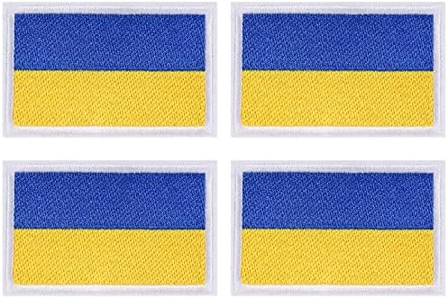 4 יח 'טלאי דגל אוקראינה, ברזל על תפירה על טלאי אוקראינה עומדים עם טלאי יישום רקמה באוקראינה טלאי מורל צבאי