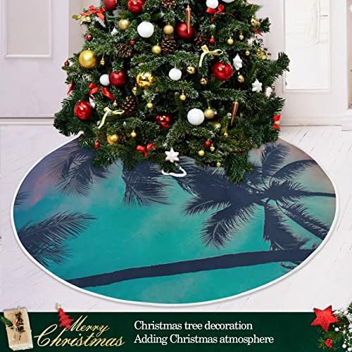 Oarencol Vintage עץ הדקל שקיעה חוף חוף עץ חג המולד חצאית 36 אינץ 'חג המולד של מסיבת חג עץ קישוטי מחצלת