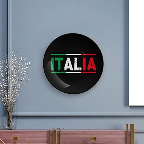 דגל איטליה איטליה עצם מותאמת אישית סין בהתאמה אישית צלחות דקורטיביות ביתי צלחת עגולה עם עמדת תצוגה 7 אינץ