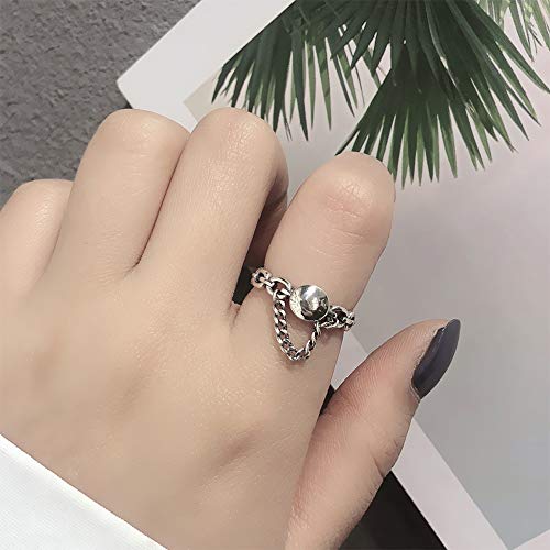 925 טבעות מפרק סט 2 יחידות סמיילי אצבע טבעת עם שרשרת ציצית חצי פתוח מידי טבעת עבור נשים ובנות