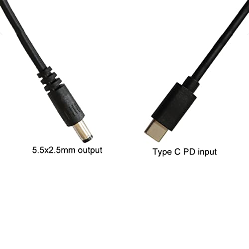 חתיכת מיומן USB C/Type-C PD עד 12V 5.5x2.5 ממ ממיר כבל כוח כבל, עבור מרבית מכשירי 12V כבל הרחבת מחבר זכר