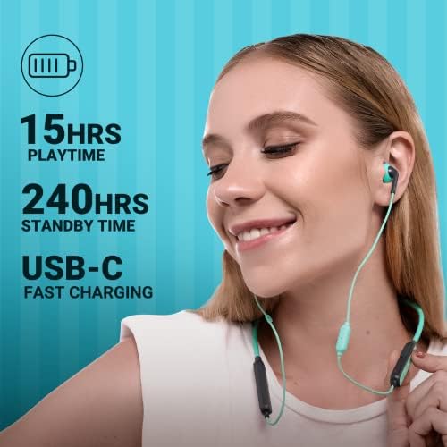 233621 אוזניות צוואר Bluetooth גל, 15 שעות משחק סטריאו אוזניות אלחוטיות עם CVC 8.0 שיחה מיקרופון ביטול