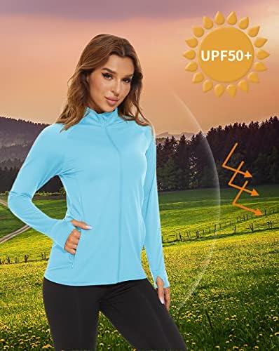 Tacvasen's UPF 50+ חולצות טיול חולצות מלאות הגנה מפני השמש חולצה יבשה מהירה עם כיסים ביצועים