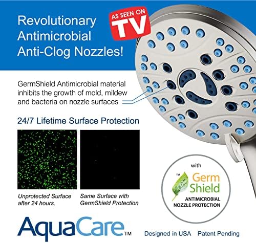 Aquacare As-See-on-TV לחץ גבוה בלחץ כף יד/גשם 80 מצבים משולבת ראש מקלחת 3-כיוונית עם זרוע מתכווננת-חרירי