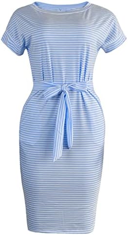קיץ שמלות לנשים 2023 מזדמן מתגנדר פרחוני הדפסת קו שמלת צווארון עגול עניבת פרפר גבוהה מותן שמלה עם כיסים