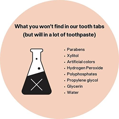 טבליות שיניים לא פסטות נענע עם פלואוריד, ללא גלוטן, טבעוני, ידידותי לסביבה, קמפינג, כרטיסיות
