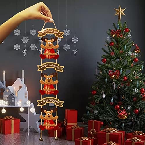 עץ חג המולד שלט עץ עץ זקן איש שלג צבי בד אח חלון תליון עץ חג המולד