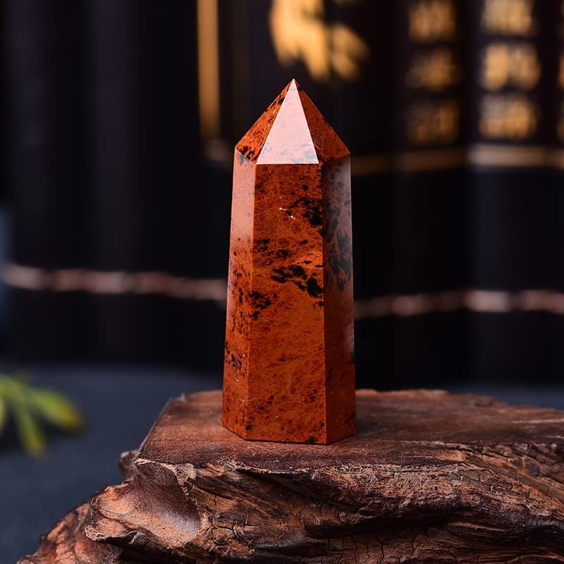 Ertiujg husong319 1pc גביש טבעי אדום אדום אובסידיאני עמוד משושה גביש נקודת גביש קישוט מינרלי ריפוי שרביט