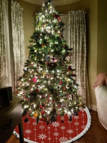 Xollar 48 אינץ 'גדול חצאית חג המולד חצאית מחצלת שלג בתור, קישוטי עץ חג המולד לחג מסיבת חורף שנה