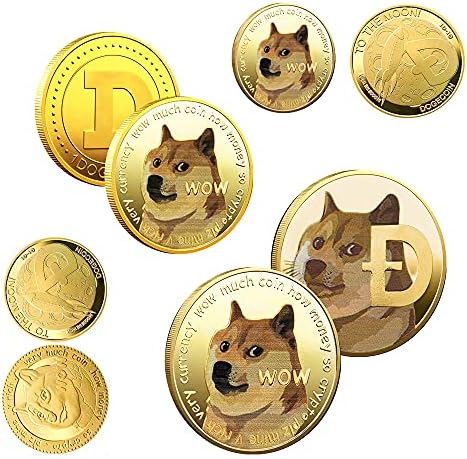4 pcs Dogecoin וואו לירח מטבע דוג שיבה שיבה כלב זיכרון מטבע פיזי מטבע מזכר