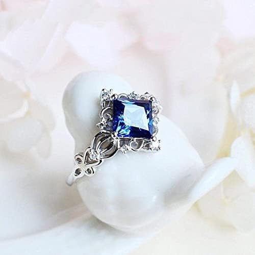 2023 טבעת חדשה טבעת כחולה צורה צורת רינדימונד ריבוע ריבוע טבעת יהלום מתנה יהלום אבן חן טבעת טבעת גדולה טבעות
