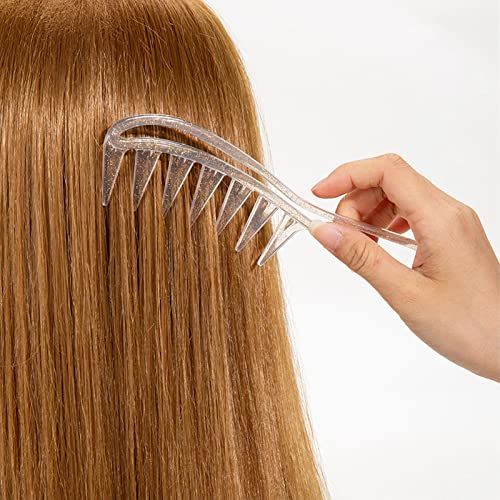 10 יחידות מסרקות שיניים רחבות נשים גברים סטיילינג שיער מסרק ידית ארגונומית מסרק נייד מנתק פלסטיק
