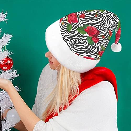 פרחי עור זברה חג המולד כובעי סנטה כובע עבור חג המולד חג משפחה מודפס
