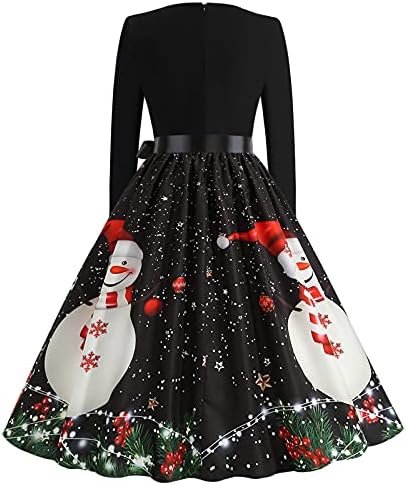 חג המולד בציר קוקטייל שמלה לנשים בתוספת גודל ארוך שרוול 1950 שיבה הביתה סתיו גבוהה מותן אלגנטי שמלה