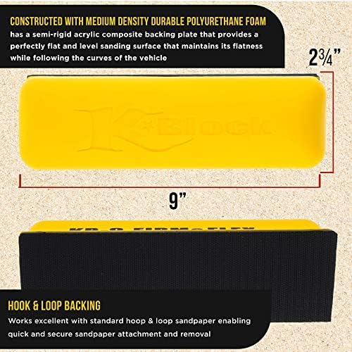 Dura-Gold Pro Series 9 K-block Sander Firm & Flex כרית בלוק מלטש יד עם גיבוי וו וולאה ורידת מתאם