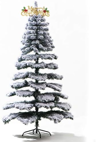 עץ חג המולד מלאכותי של Cywyq 6 רגל, עץ אורן מכוסה נוהר לא נוהר במעמד מתכת יציב, עלים נוהרים קישוטים ביתיים-ירוקים