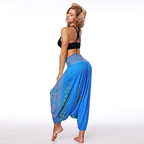 אופנה יוגה מכנסיים נשים מקרית קיץ רופף יוגה מכנסיים בבאגי בוהו אלדין סרבל הרמון מכנסיים