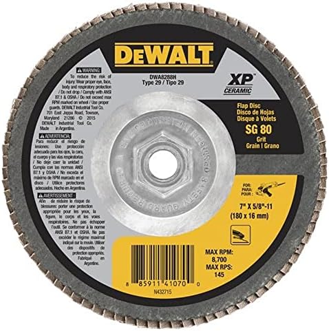 Dewalt DWA8288H 60G T29 XP Ceramic Flap Disc, 7 x 7/8