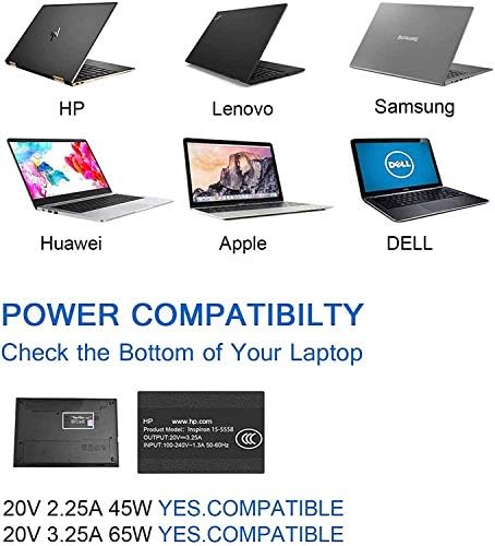 65W 45W USB-C מטען נייד מתאם AC מתאם ל- Chromebook 11 13 14 3100 3400 5190 3380 7486 2-in-1 XPS 12 9250 XPS 13