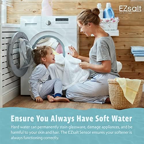 חיישן Ezsalt 2.0 חיישן מפלס מלח מרכך מים חכמים עם ניטור אפליקציות Wi-Fi, התקנה קלה, תאימות אוניברסלית, התראות