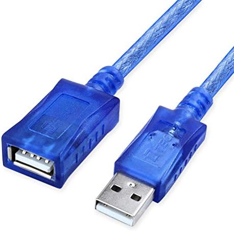 כבל הרחבת USB של DTECH 10ft, USB 2.0 זכר לחוט נקבה בכחול חצי -סמיני למקלדת ועכבר מדפסת מחשב - 10 רגל