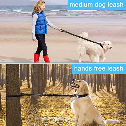 Mydaytin רצועת כלבים כפולה עד 60 קג, 3 מטר ידיים רצועת כלבים חופשית, הלם סופג רצועה של כלב מותניים נשלף,