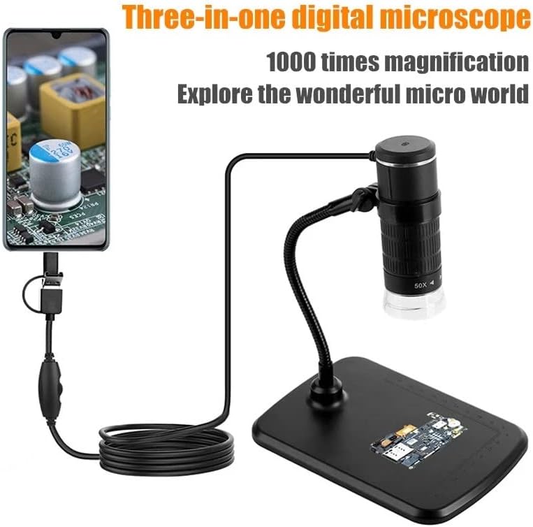 Ylyajy 1000x מיקרוסקופ דיגיטלי 1080p מיקרוסקופ גבוה בהבחנה מיקרוסקופ וידאו מצלמת טלפון חכם לריתוך PCB