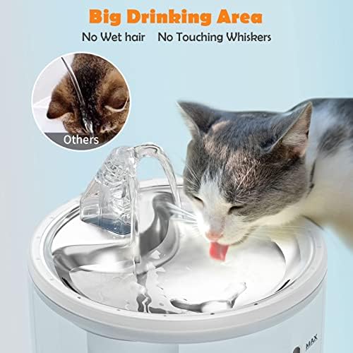 מזרקת מי חתולים נירוסטה -מזרקת קערת מים של כלב סינדוקס, 2.6L/88oz מזרקות חתולים אוטומטיות אוטומטית