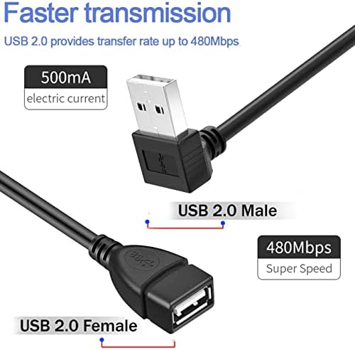 Saitech it 4 חבילה מהירות גבוהה 15 סמ USB ​​2.0 זווית כבלים של הרחבה זכר USB זכר למומר מתאם מתאם