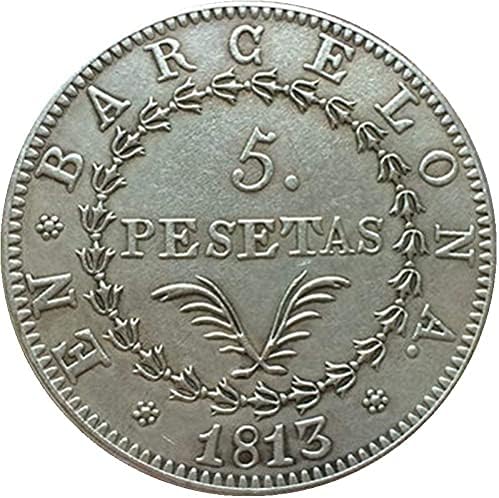 1813 מטבע ספרדי נחושת מצופה מכסף מטבעות מטבע עתיקות מלאכה CollectionCoin Collection Collection מטבע זיכרון