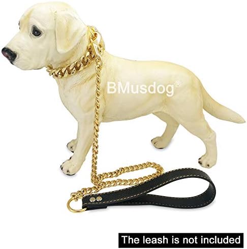 BMUSDOG שרשרת זהב צווארון כלבים עם Bling Bling CZ Dimonds 19 ממ כבד עבה 18 קרא