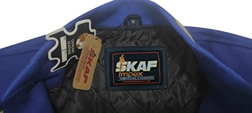 Skaf Impex מקורי של varsity letterman צמר צמר ועור xxs ל- 7xl