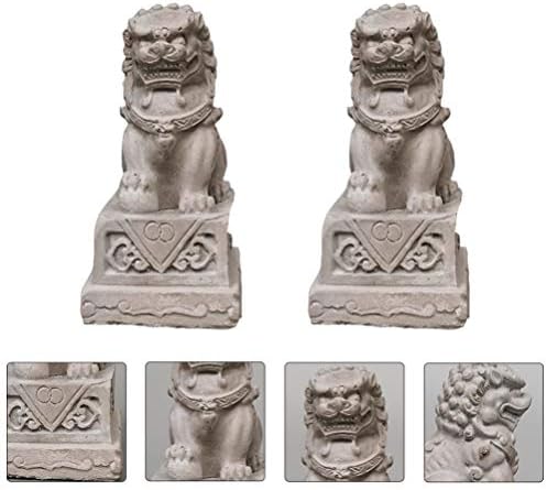 דגם אביזרי מיניאטורי האריה צלמית זוג של פו פו כלבים אפוטרופוס האריה פסלי עושר שגשוג קישוט אבן