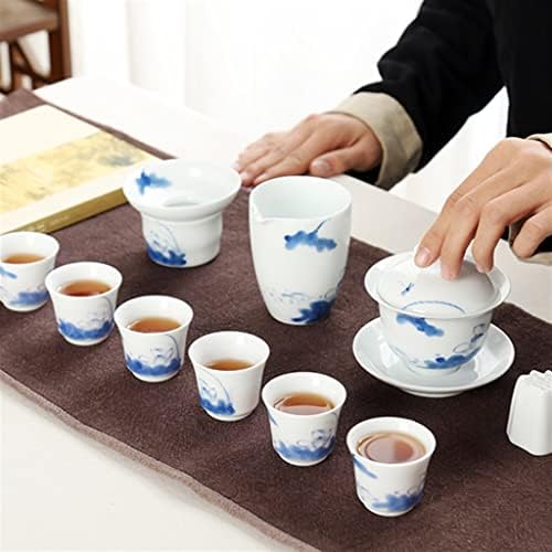 BBSJ חרסינה לבנה יצירתית צבוע ביד קונג פו סט תה קערה קערה כוס תה קרמיקה סט שלם סט שלם