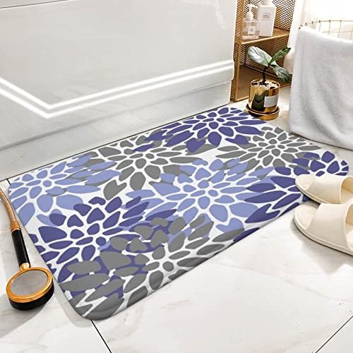 שטיחי מחצלות אמבטיה בדגם גיאומטרי, סגול אפור דליה פרחים פרחוניים פורחים לבן מערבולת שטיח רצפת