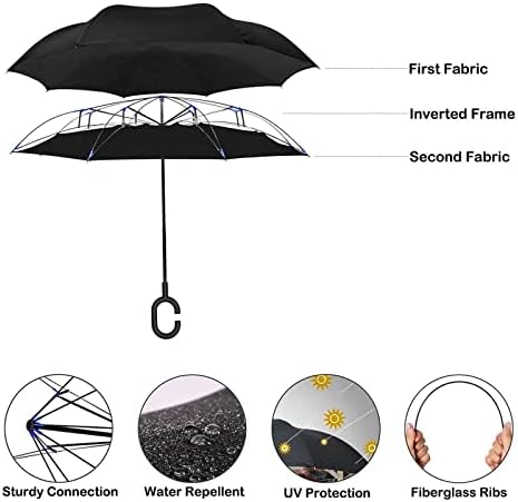 קשת גאווה להט ' ב הפוך מטרייה אטום לרוח הפוך מתקפל מטרייה עם ג בצורת ידית עבור גברים נשים