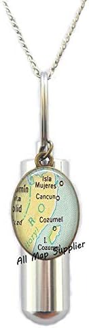 AllMapsupplier Applier Surn שרשרת כד, Cancun/cozumel Map Urn, שרשרת כידפת מפות Cancun, שרשרת שריפת מפות Cozumel,