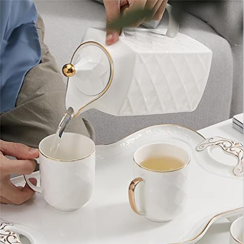 ZLXDP Argyle דפוס קרמיקה לבנה סט תה תה אחר הצהריים תה תה תה כוס תה בית מתנות ציוד מתנות