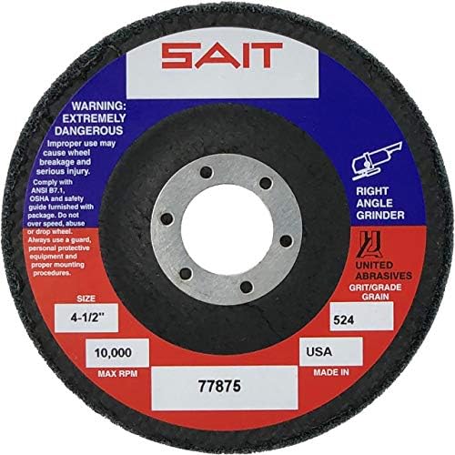 שוחקות יונייטד SAIT 77875 4-1/2x7/8 גלגלים יחידים סדרת 524 סוג 27 סיליקון קרביד צפיפות רכה ציון