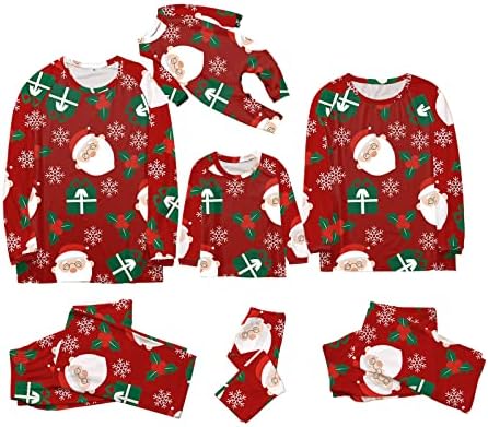 פיג'מות לחג המולד למשפחה 2022 דפוסי פתית שלג של סנטה מתנה מדפיס PJS סטים תואמים עץ קישוטי חג המולד של PJ